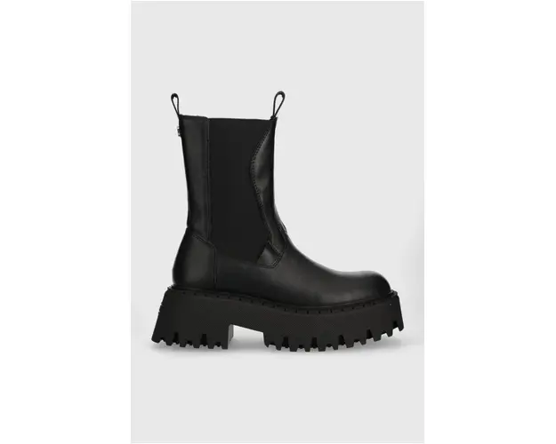 Steve Madden ghete chelsea de piele Obtain femei, culoarea negru, cu toc plat, SM11002704