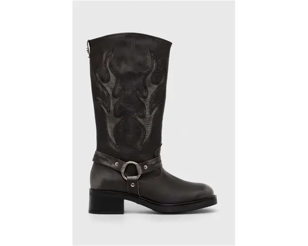 Steve Madden cizme de piele Bloom femei, culoarea gri, cu toc plat, SM11003090