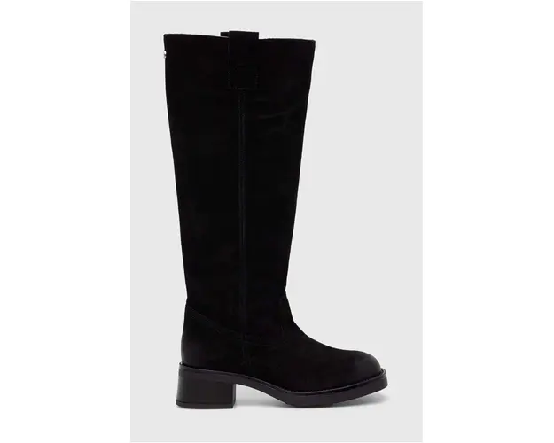 Steve Madden cizme din piele intoarsa Banner femei, culoarea negru, cu toc plat, SM11003092