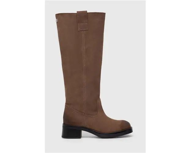 Steve Madden cizme din piele intoarsa Banner femei, culoarea maro, cu toc plat, SM11003092