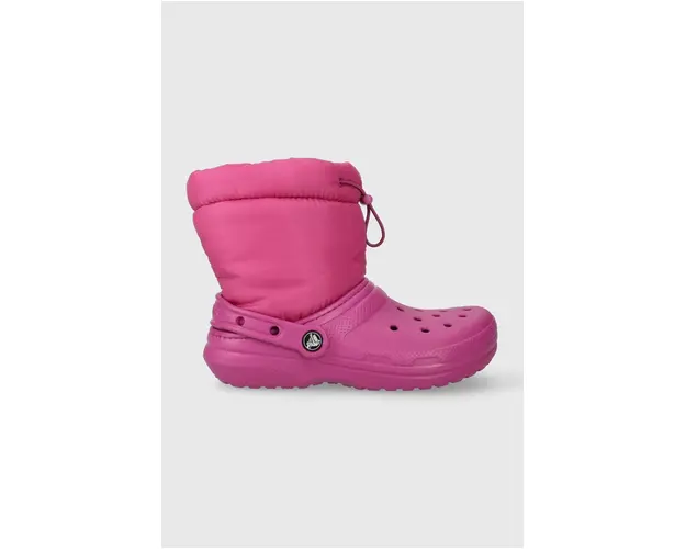 Crocs cizme de iarna copii Classic Lined Neo Puff culoarea roz