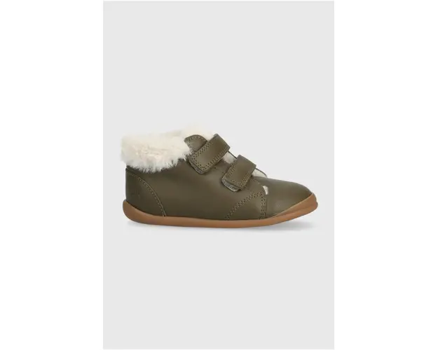 Pom D'api ghete de iarna pentru copii din piele FLEX-UP EASY FUR culoarea verde