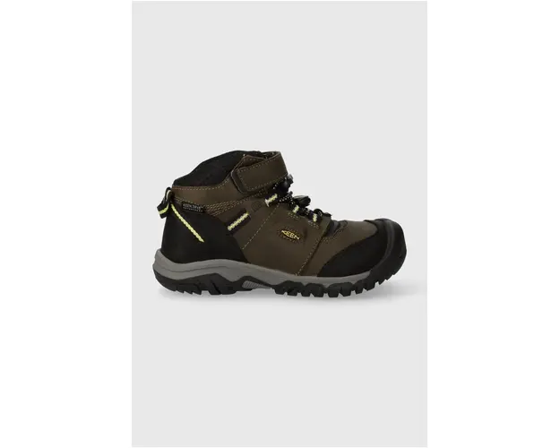 Keen cizme de iarna pentru copii din piele intoarsa Ridge Flex Mid culoarea verde
