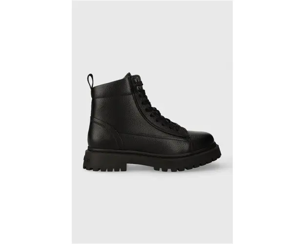 Tommy Jeans bocanci de piele TJM WARM LINING BOOT barbati, culoarea negru, EM0EM01274