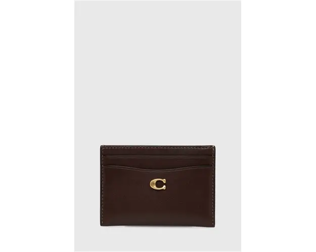 Coach carcasa din piele Essential Card Case culoarea maro