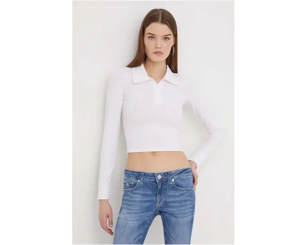 Hollister Co. longsleeve femei, culoarea alb