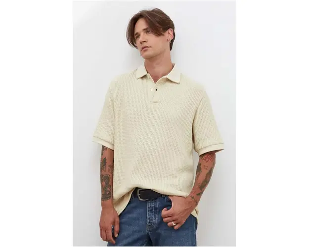 Samsoe Samsoe polo de bumbac culoarea bej, uni