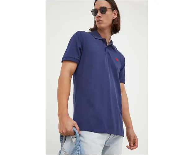 Levi's tricou polo barbati, culoarea albastru marin, neted