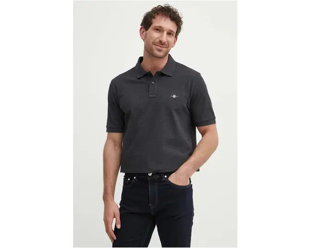 Gant polo de bumbac culoarea gri, neted