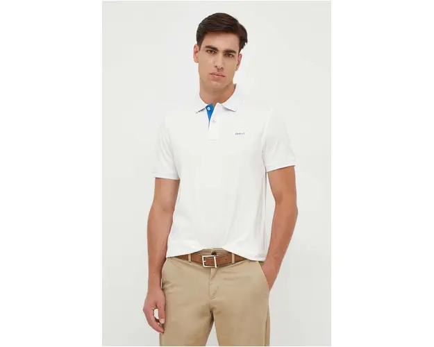 Gant tricou polo barbati, culoarea bej, neted