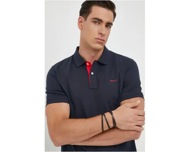 Gant tricou polo barbati, culoarea albastru marin, neted