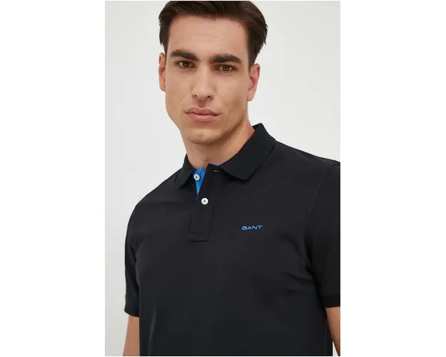 Gant tricou polo barbati, culoarea negru, neted