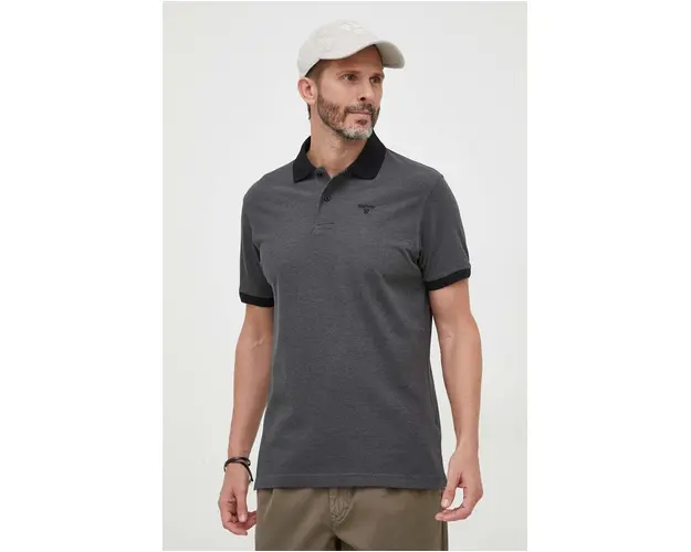 Barbour polo de bumbac culoarea negru, neted