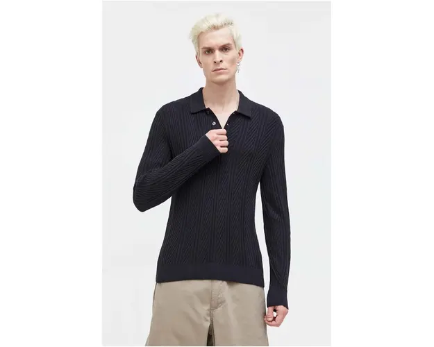 Abercrombie & Fitch pulover barbati, culoarea negru, light