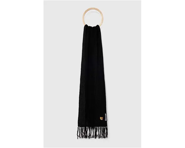 Moschino esarfa de lana culoarea negru, neted