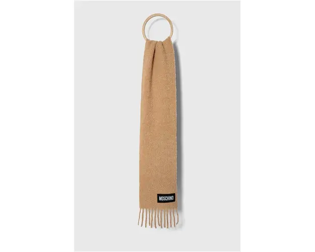 Moschino esarfa de lana culoarea bej, neted