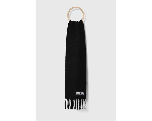 Moschino esarfa de lana culoarea negru, neted