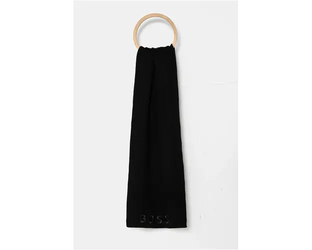 BOSS esarfa de lana culoarea negru, neted