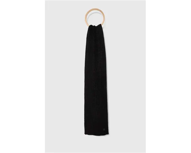 AllSaints esarfa din amestec de lana culoarea negru, neted