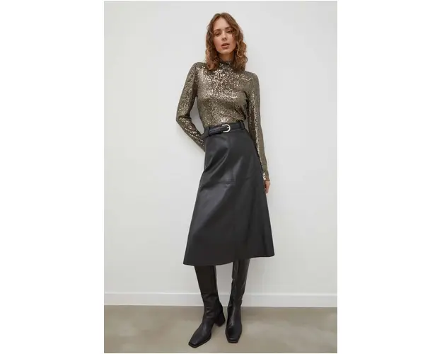 Bruuns Bazaar fusta culoarea negru, midi, evazati