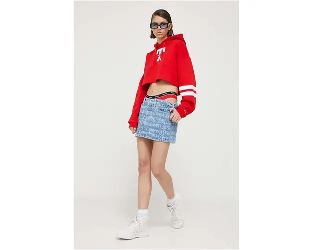 Tommy Jeans fusta jeans mini, drept