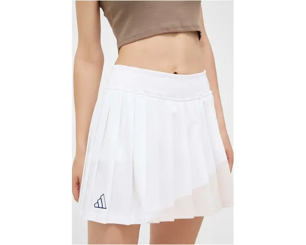 adidas Performance fusta sport Clubhouse culoarea alb, mini, evazati