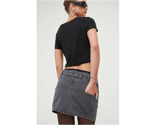 Rotate fusta jeans culoarea gri, mini, creion
