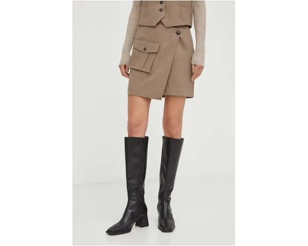 Herskind fusta culoarea verde, mini, drept