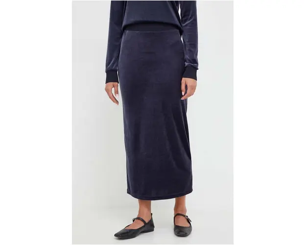 Max Mara Leisure fusta culoarea albastru marin, midi, drept