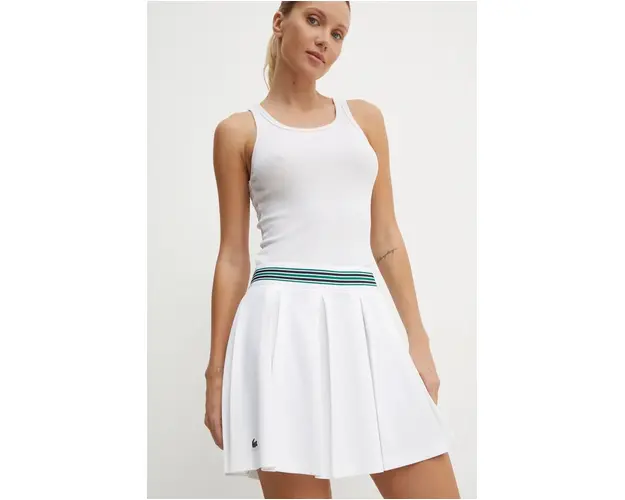 Lacoste fusta culoarea alb, mini, evazati