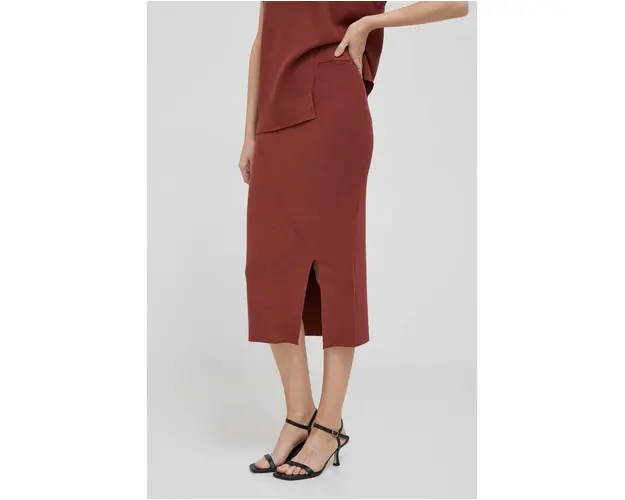 Dkny fusta culoarea rosu, maxi, drept