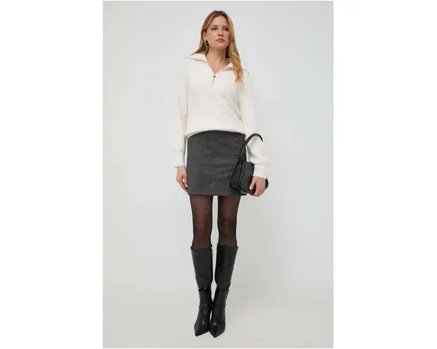 Morgan fusta culoarea gri, mini, drept