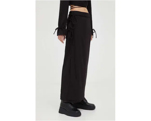 Gestuz fusta culoarea negru, midi, drept