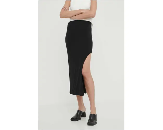 Saint Body fusta culoarea negru, midi, drept