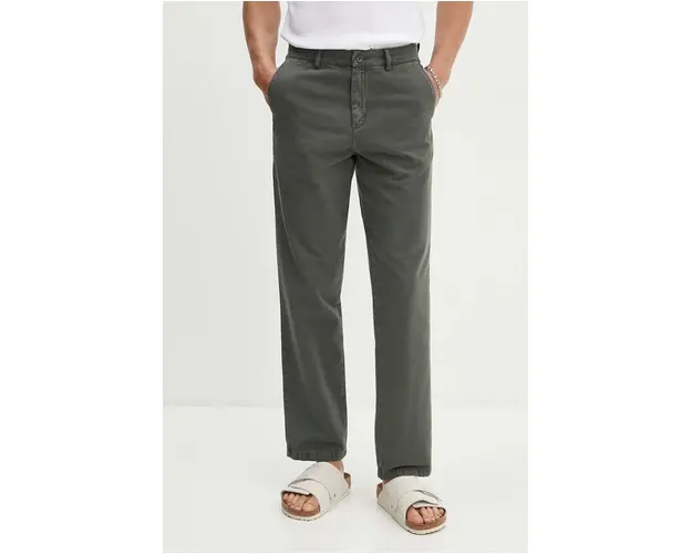 Samsoe Samsoe pantaloni femei, culoarea verde, drept, high waist