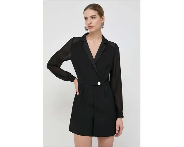 Morgan salopeta culoarea negru, cu decolteu in v