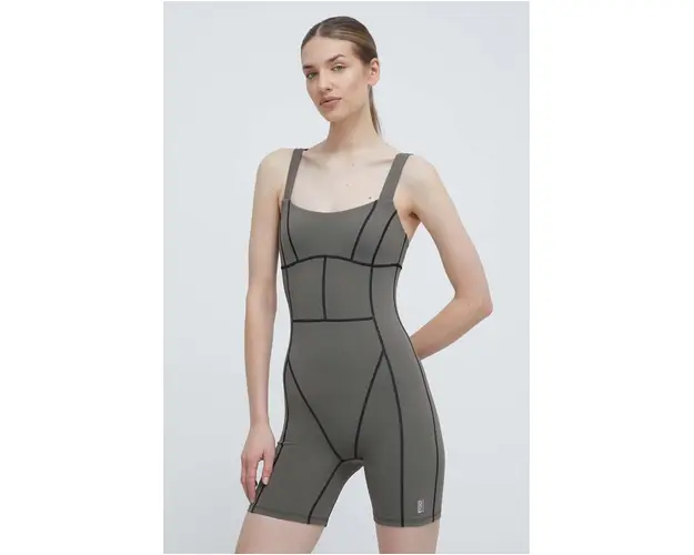 P.E Nation costum de antrenament Recalibrate culoarea verde, cold shoulder