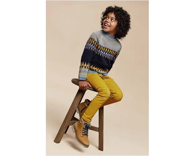 Mayoral pantaloni copii slim fit culoarea galben, neted