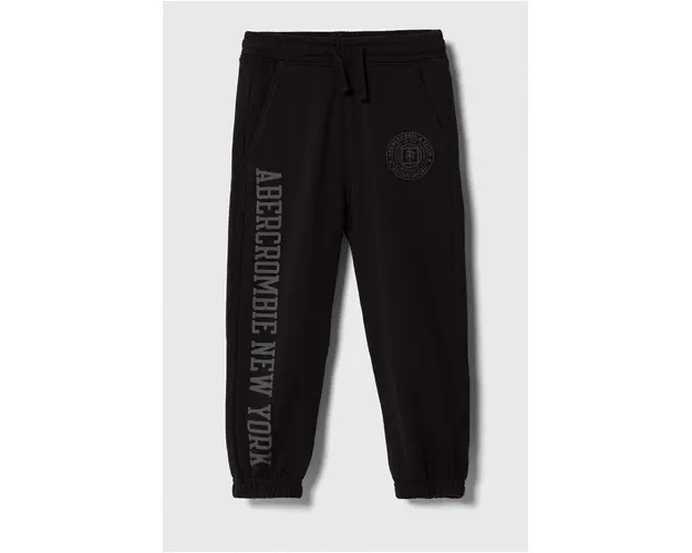 Abercrombie & Fitch pantaloni de trening pentru copii culoarea negru, cu imprimeu