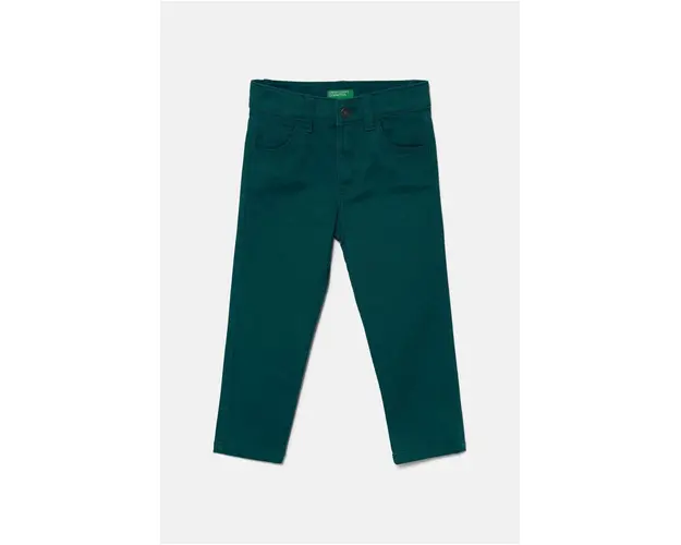 United Colors of Benetton pantaloni copii culoarea verde, neted