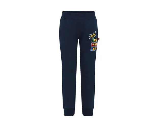 Lego pantaloni de trening din bumbac pentru copii culoarea albastru marin, cu imprimeu