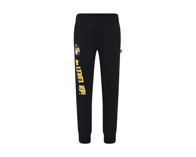 Lego pantaloni de trening din bumbac pentru copii culoarea negru, cu imprimeu