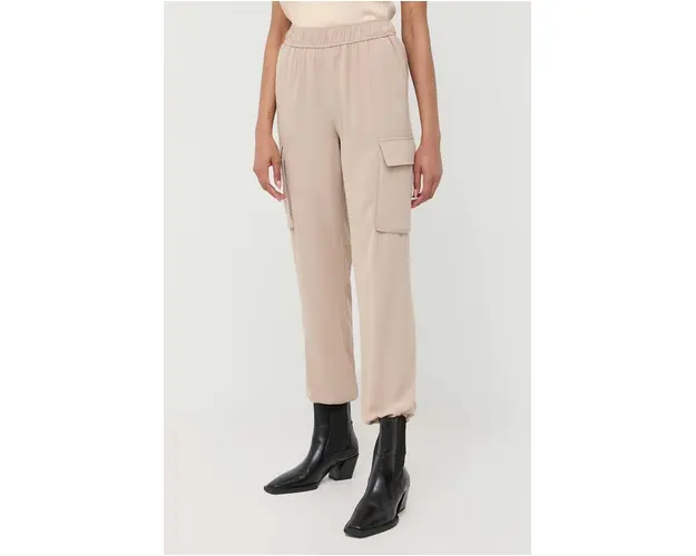 Notes du Nord pantaloni Gilli femei, culoarea bej, high waist