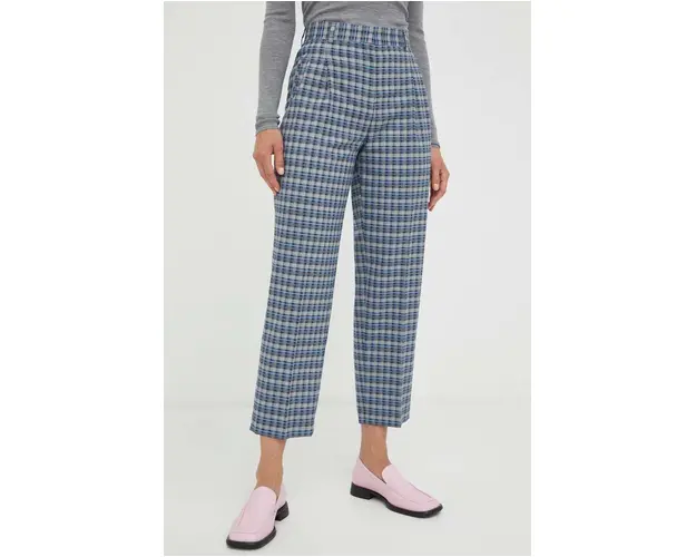 PS Paul Smith pantaloni de lana culoarea gri, fason tigareta, high waist