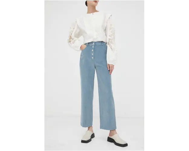 PS Paul Smith pantaloni de bumbac lat, high waist