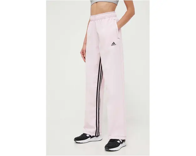 adidas pantaloni de trening culoarea roz, cu imprimeu