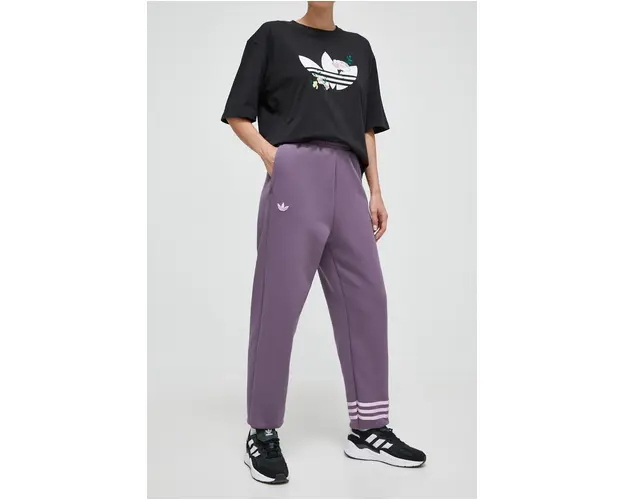 adidas Originals pantaloni de trening culoarea violet, cu imprimeu