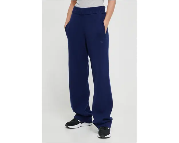 adidas Originals pantaloni de trening din bumbac culoarea albastru marin, neted
