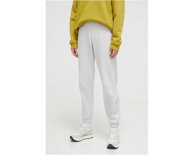 adidas Originals pantaloni de trening din bumbac culoarea gri, cu imprimeu