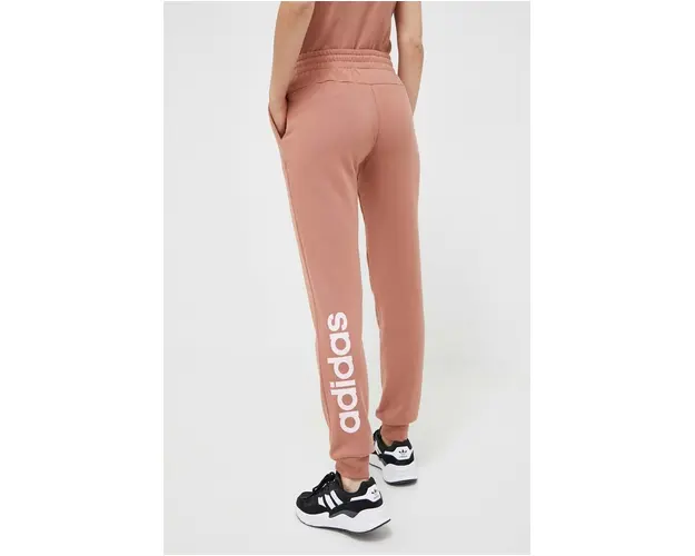 adidas pantaloni de trening din bumbac culoarea portocaliu, neted